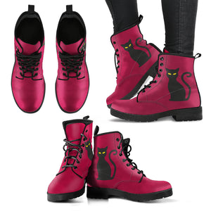 Deep Pink Cat Handcrafted Boots