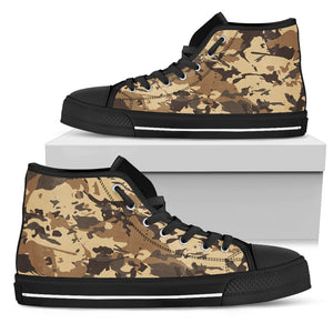 Brown Camouflage Women's High Top Shoes