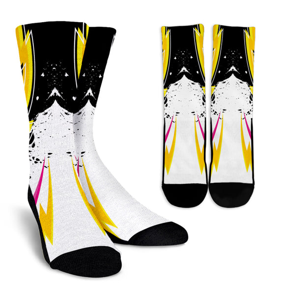 Racing Style Yellow & Pink Stripes Vibes Crew Socks