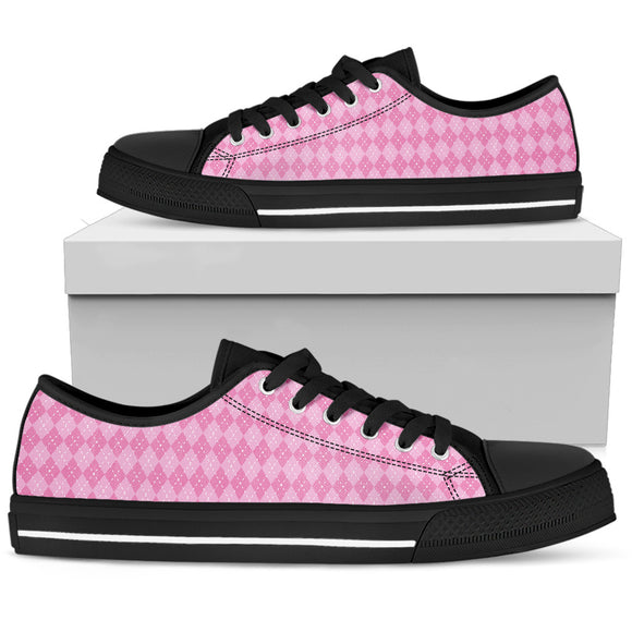 Pink Argyle Tartan Women's Low Top Shoes