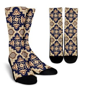 Ornamental Blue Love Crew Socks