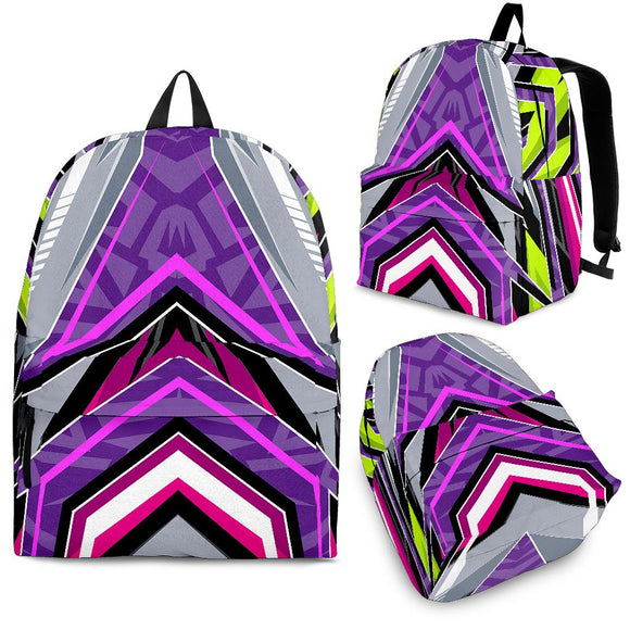 Racing Neon Style Violet & Grey Vibes Backpack