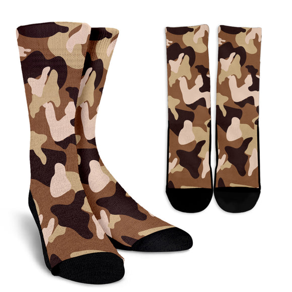 Simply Brown Camouflage Crew Socks