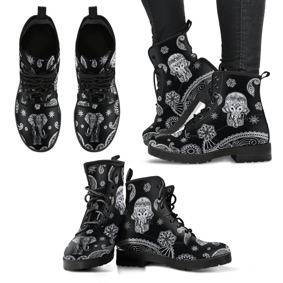 Black Paisley Hamsa Premium Handcrafted Boots