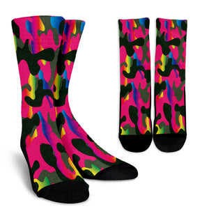 Pink Camouflage Crew Socks