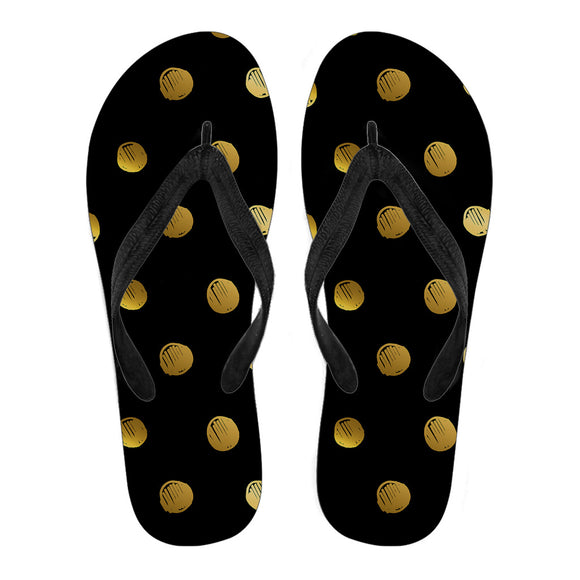 Luxury Golden Dots Women's Flip Flops