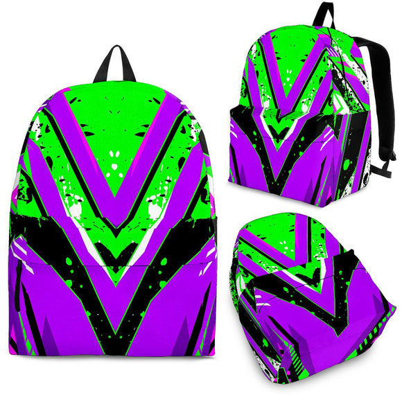 Racing Style Neon Green & Violet Backpack