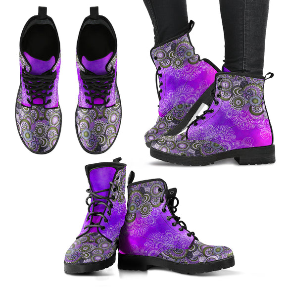 Purple Paisley Mandala Handcrafted Boots