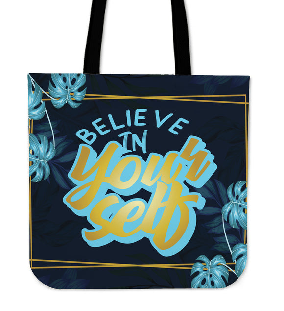 Believe In YourSelf Gold Natural Cloth Tote Bag