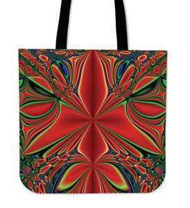 Red Kaleidoscope Cloth Tote Bag