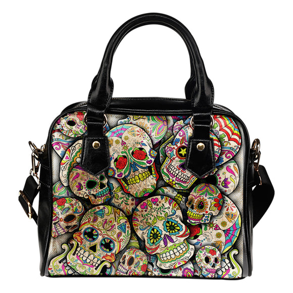 Sugar Skull Collage Love Shoulder Handbag