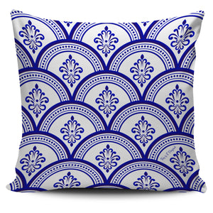 Amazing Traditional White & Blue Ornaments Vibes One Pillow Cover
