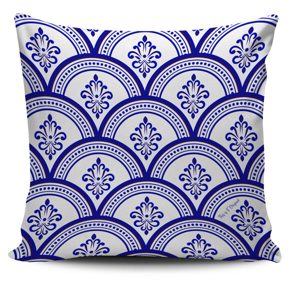 Amazing Traditional White & Blue Ornaments Vibes One Pillow Cover