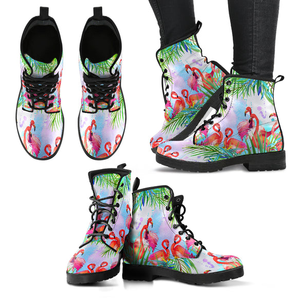 Tropical Happy Flamingo Handcrafted Boots
