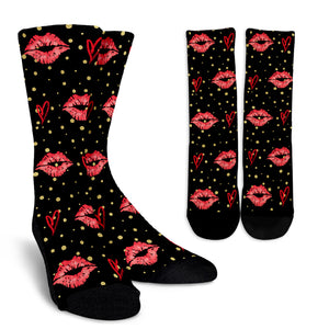 Red Kisses Crew Socks