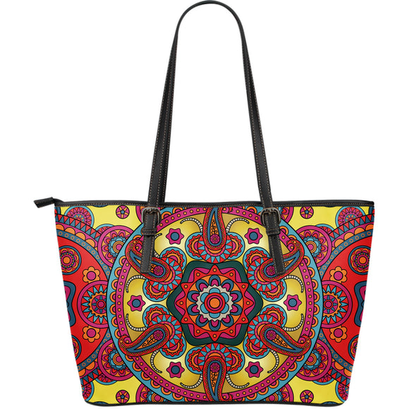 Ornamental Red Magical Dream Large Leather Tote Bag