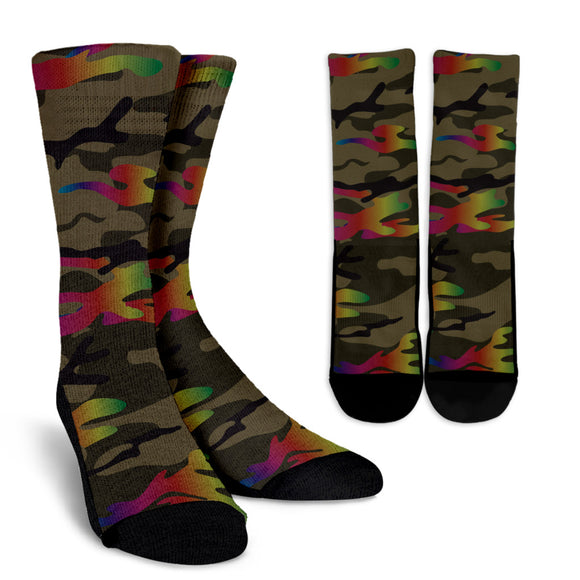 Glittering Camouflage Crew Socks