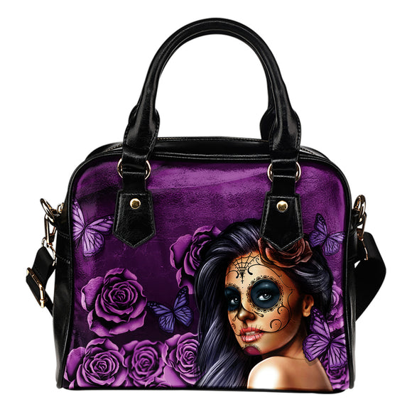 Violet Skull Shoulder Handbag