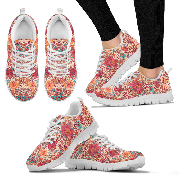 Flowery Pink Abstract Women's Sneakers