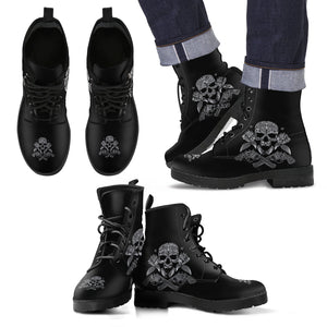 Skull & Cross Guns Men's Leather Boots