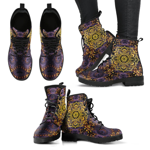 Purple Gold Mandala Dream Handcrafted Boots