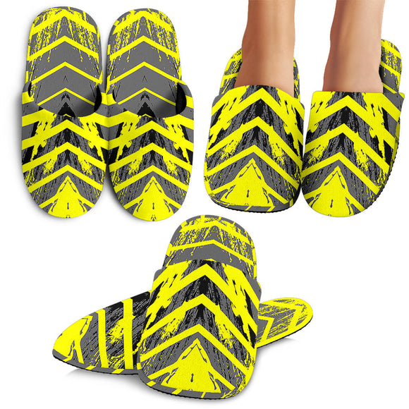 Racing Style Grey & Yellow Stripes Vibes Slippers