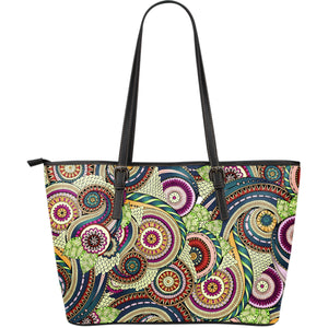 Psychedelic Romantic Dream Large Leather Tote Bag