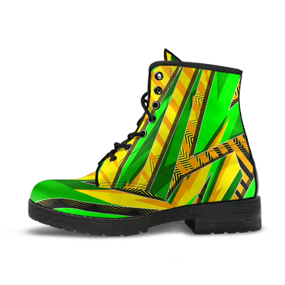 Racing Brazil Style Green & Yellow Unisex Leather Boots