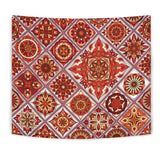 Luxury Magic Fire Red Mosaic Mandala Design Wall Tapestry