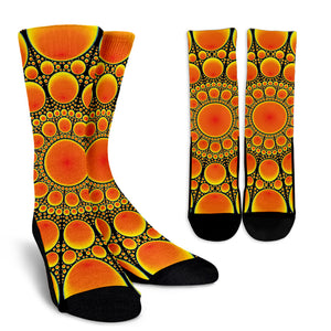 Neon Orange Sun Crew Socks
