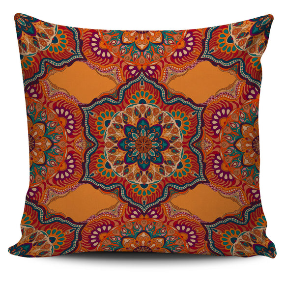 Orange Taste Mandala Style Pillow Cover