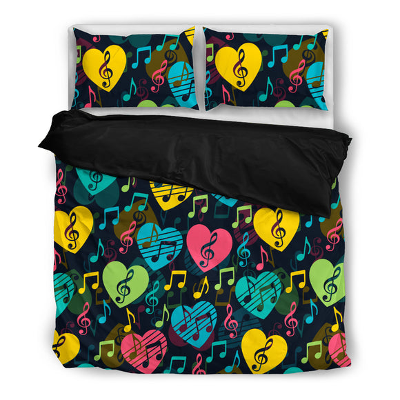 Colorful Hearts Music Bedding Set