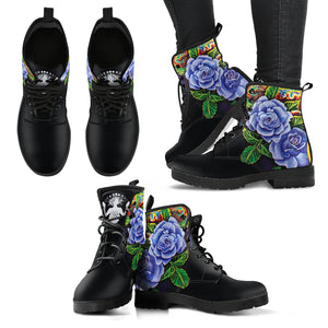 Purple Winter Roses Handcrafted Boots