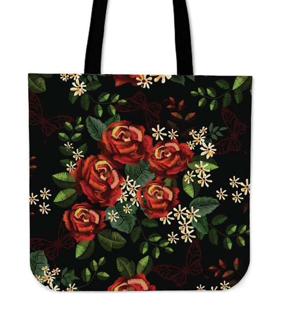 Red Roses Garden Cloth Tote Bag