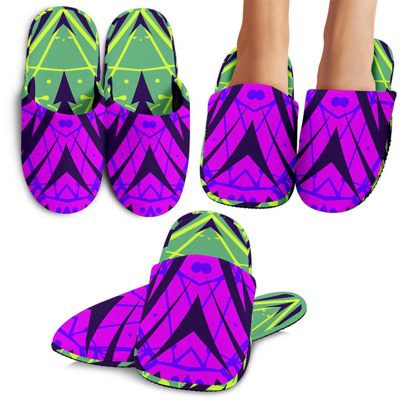 Racing Cosmic Style Neon Green & Violet Vibes Slippers