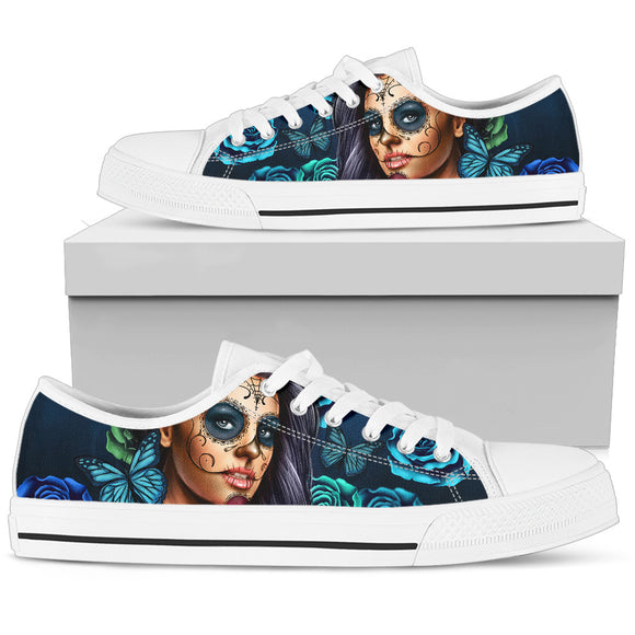Turquoise Skull Women's Low Top Shoes
