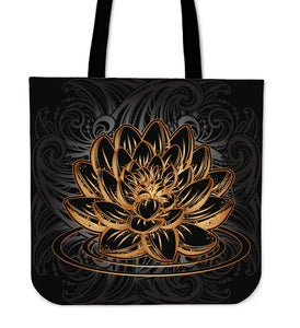 Gold Lotus Dream Cloth Tote Bag