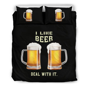 I Love Beer Deal With It Bedding Set