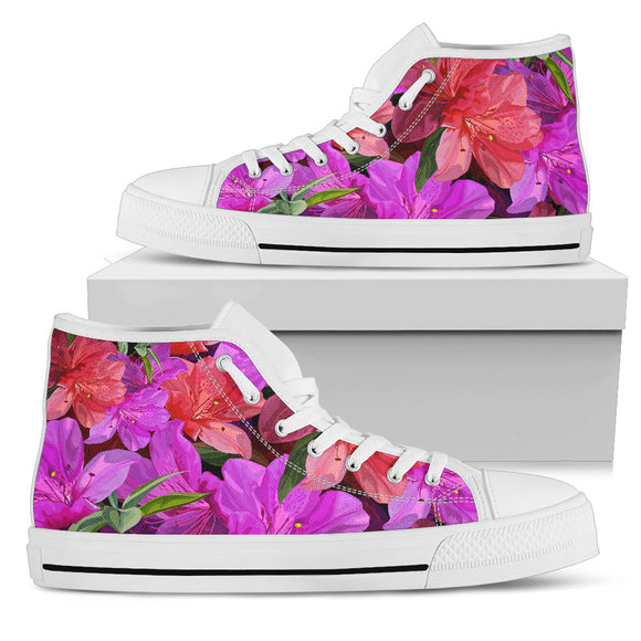 Beautiful Pink Flower Azalea Women's High Top Shoes