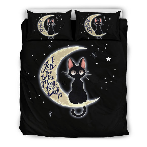 I Love You To The Moon And Back Black Cat Bedding Set