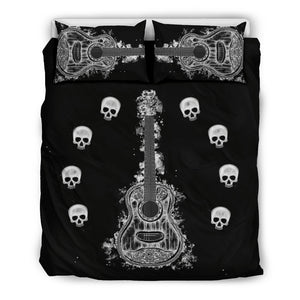 Black Guitar & Skulls Bedding Set