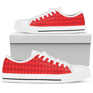Red Argyle Tartan Women's Low Top Shoes