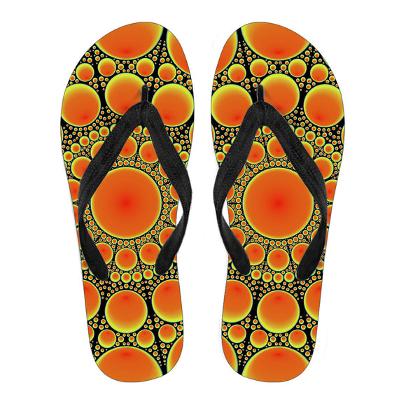 Neon Orange Sun Women's Flip Flops