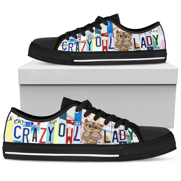 Crazy Owl Lady Women's Low Top Shoes