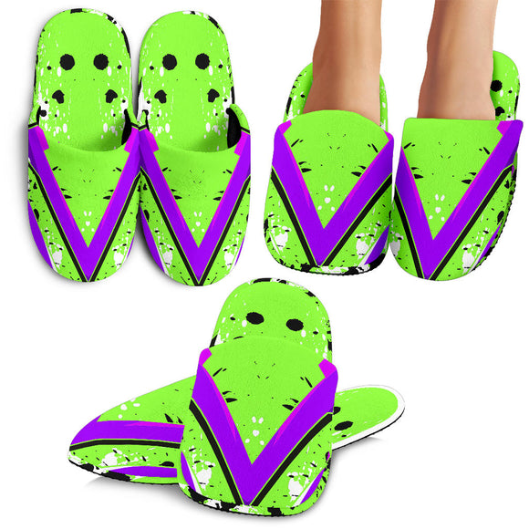 Racing Style Neon Green & Violet Vibes Slippers