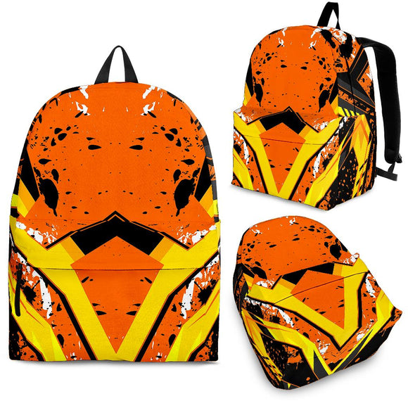 Racing Style Wild Orange & Yellow Stripes Vibes Backpack