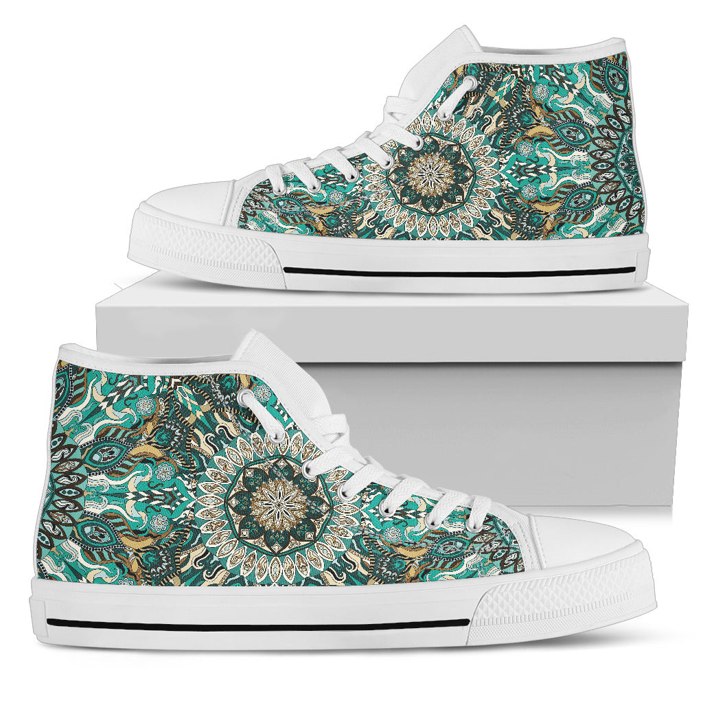 Floral Psychedelic Men's High Top Shoes
