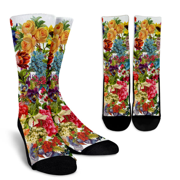 Lovely Floral Festival Crew Socks