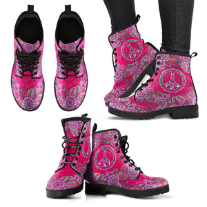 Pink Peace Mandala Handcrafted Boots