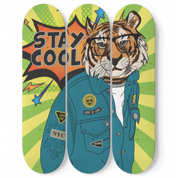 Stay Cool Tiger Skateboard Wall Art
